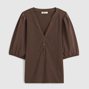 Madewell NWT Puff Sleeve Henley Knit Top Size L